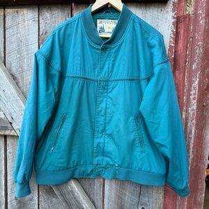 Mens XL Vintage Woodsman A.T.A. (All Terrain Apparel) Teal Bomber Jacket